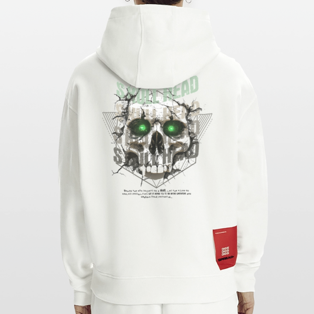Gliesaron, Totenkopf, 1st | Heavyweight Oversized Bio Hoodie, Unisex - OFF WHITE