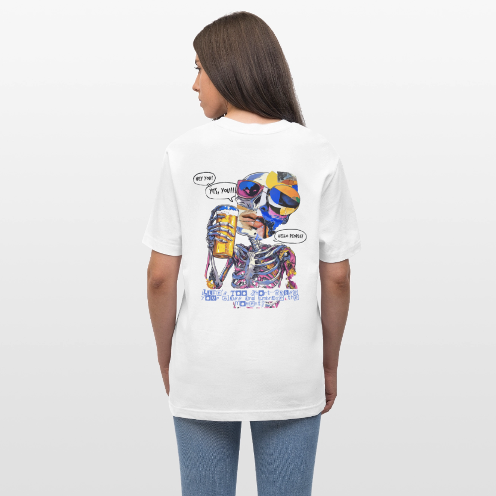 Vorthalos, Skelet, 1st | Essential, Relaxed Fit Unisex Bio T-Shirt - Weiß