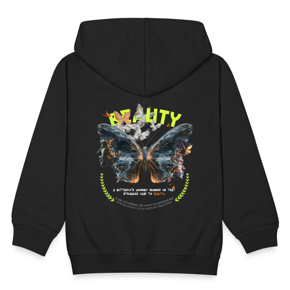 Harith, Schmetterling, 1st | Kinder Zip Hoodie - Schwarz