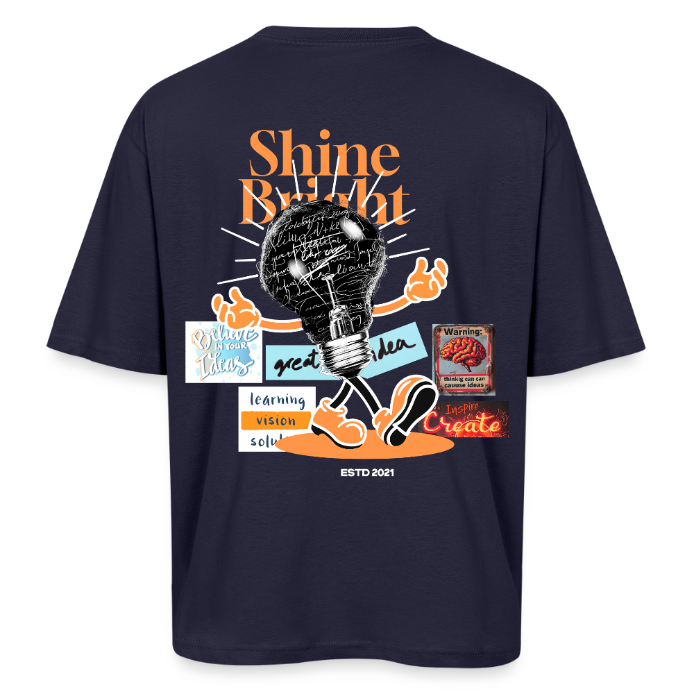 Gulperî, Glühbirne, 1st | Breezy, Oversized Unisex T-Shirt - Navy
