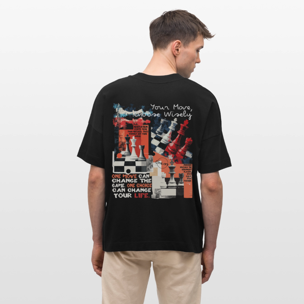 Heraa, Schach, 1st | Blaster, Oversize Bio T-Shirt, Unisex - Schwarz