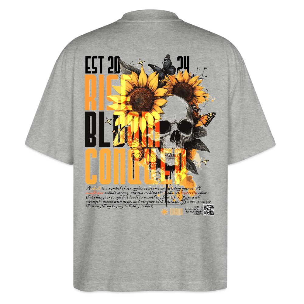 Umbraxion, Sonnenblume, 1st | Blaster, Oversize Bio T-Shirt, Unisex - Grau meliert