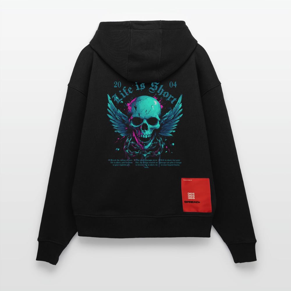 Bishamonten, Totenkopf, 1st | Heavyweight Oversized Bio Hoodie, Unisex - SOLID BLACK