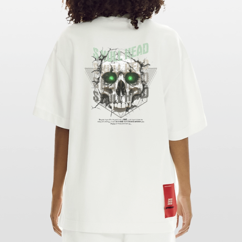 Gliesaron, Totenkopf, 1st | Heve, Heavyweight Oversized Bio T-Shirt, Unisex - OFF WHITE