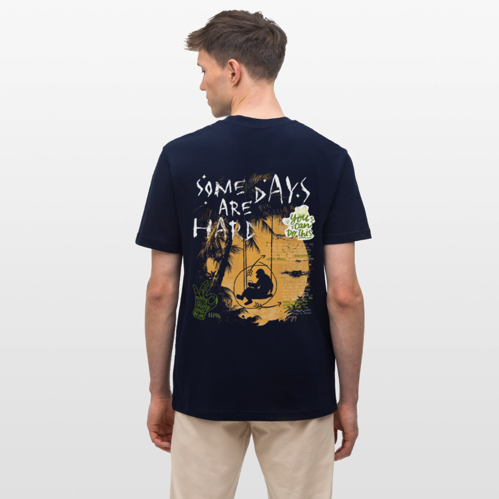 Amphionan, Palmen, 1st | Essential, Relaxed Fit Unisex Bio T-Shirt - Navy
