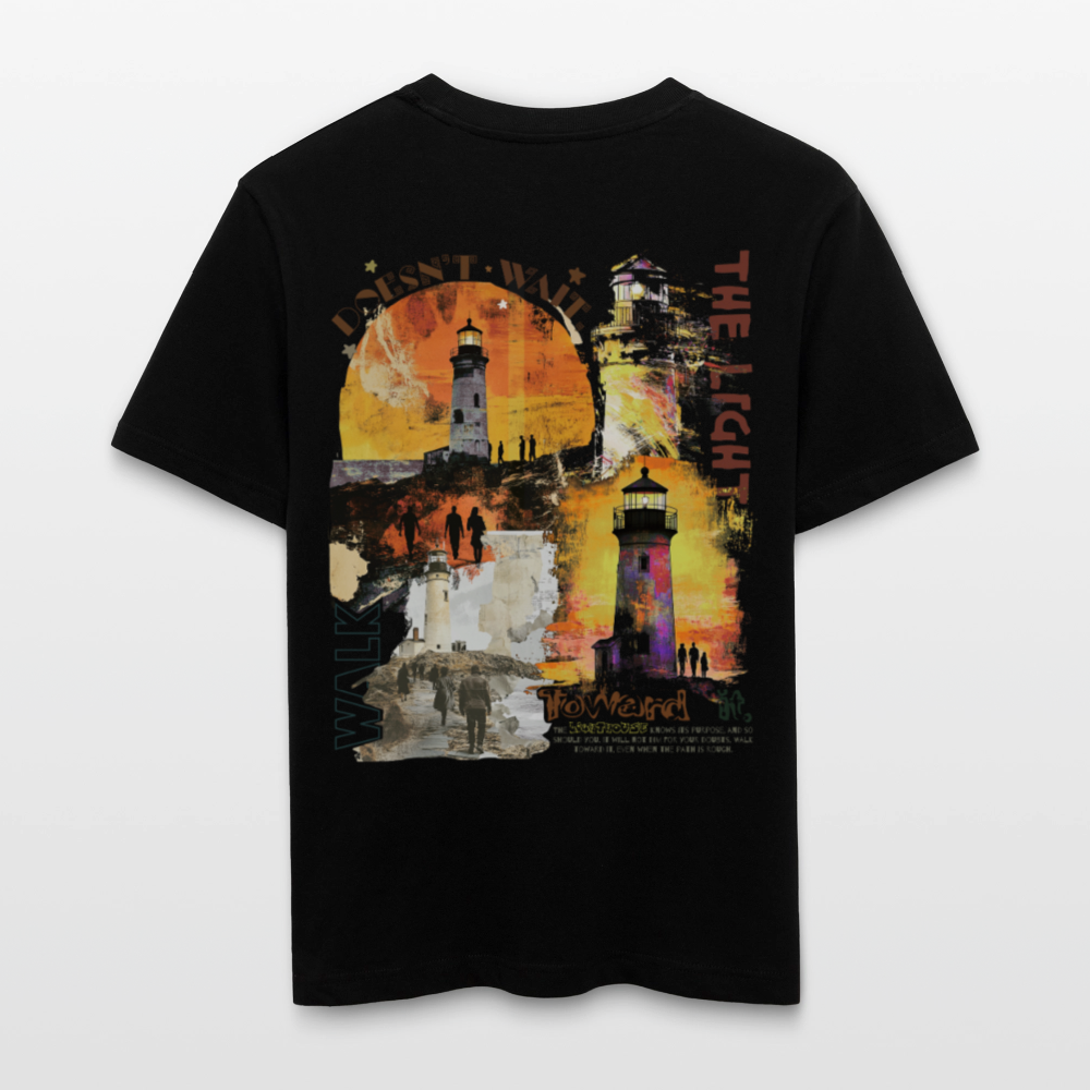Morian, Leuchtturm, 1st | Essential, Relaxed Fit Unisex Bio T-Shirt - Schwarz