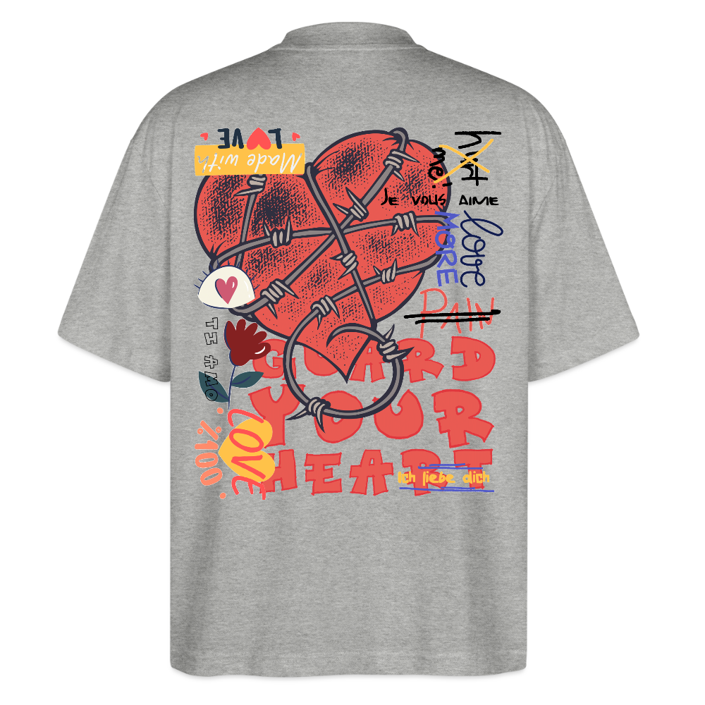 Orvandir, Herz, 1st | Blaster, Oversize Bio T-Shirt, Unisex - Grau meliert