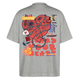 Orvandir, Herz, 1st | Blaster, Oversize Bio T-Shirt, Unisex - Grau meliert