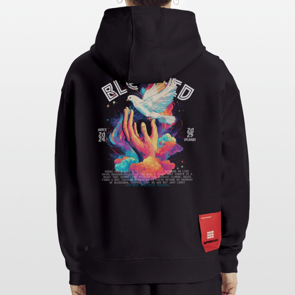 Posei, Taube, 1st | Heavyweight Oversized Bio Hoodie, Unisex - SOLID BLACK