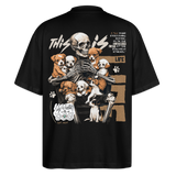 Tezcatlipoca , Hunde & Skelet, 1st | Blaster, Oversize Bio T-Shirt, Unisex - Schwarz