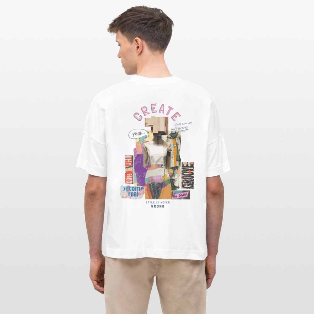 Andromion, Statue, 1st | Blaster, Oversize Bio T-Shirt, Unisex - Weiß