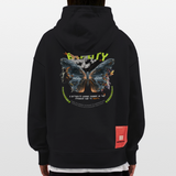 Harith, Schmetterling, 1st | Heavyweight Oversized Bio Hoodie, Unisex - SOLID BLACK