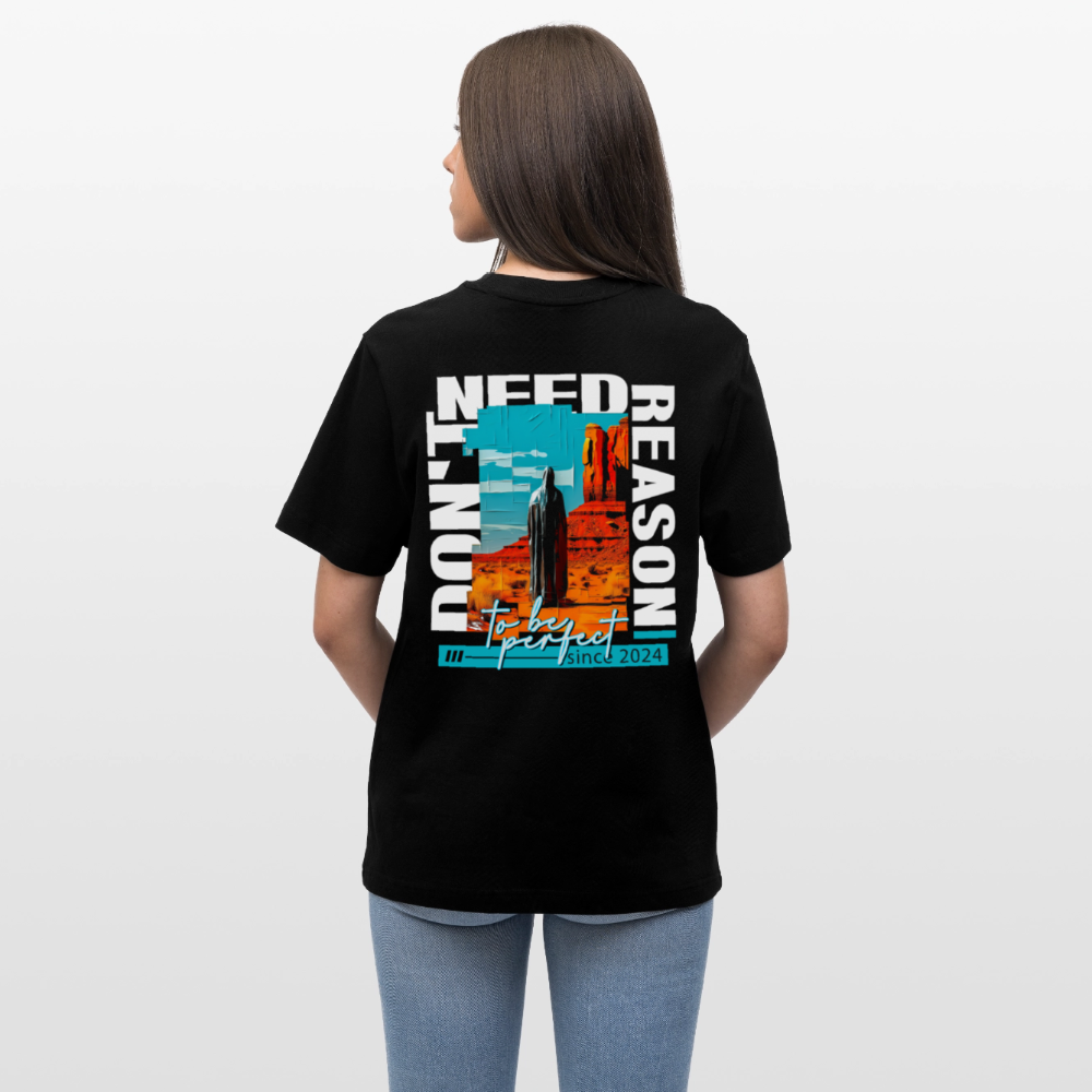 Fuxi, Wüste, 1st | Essential, Relaxed Fit Unisex Bio T-Shirt - Schwarz