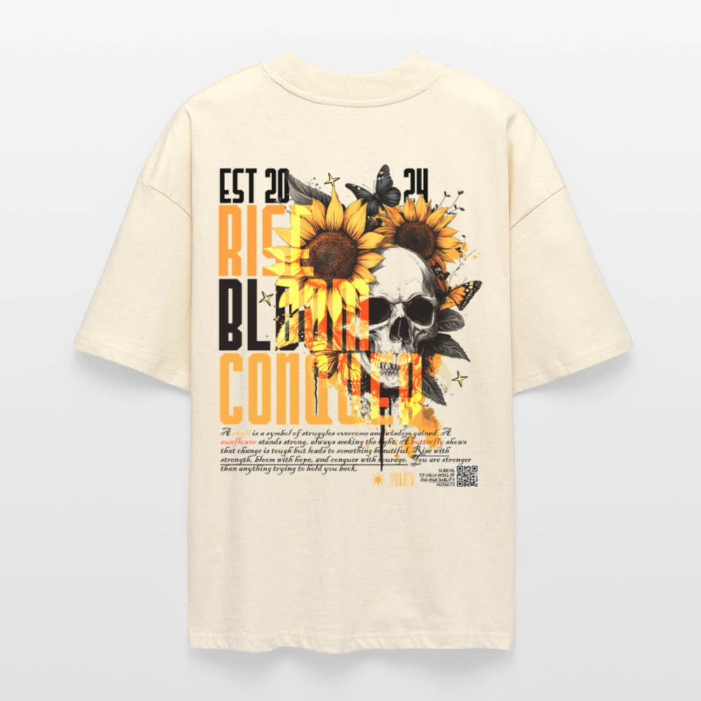 Umbraxion, Sonnenblume, 1st | Blaster, Oversize Bio T-Shirt, Unisex - Weißgrau