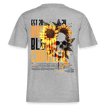 Umbraxion, Sonnenblume, 1st | Essential, Relaxed Fit Unisex Bio T-Shirt - Grau meliert