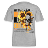 Umbraxion, Sonnenblume, 1st | Essential, Relaxed Fit Unisex Bio T-Shirt - Grau meliert