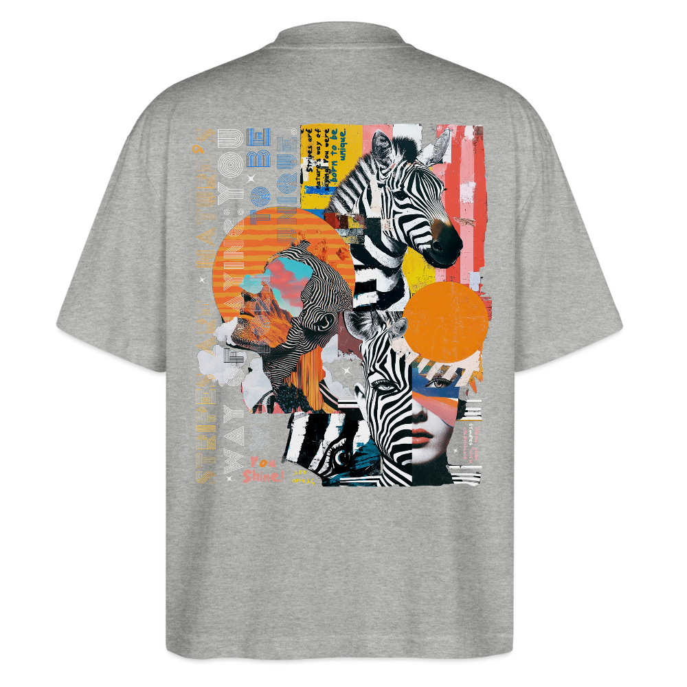 Aresia, Zebra, 1st | Blaster, Oversize Bio T-Shirt, Unisex - Grau meliert
