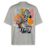 Aresia, Zebra, 1st | Blaster, Oversize Bio T-Shirt, Unisex - Grau meliert