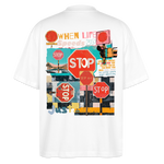 Solvarion, Stopp, 1st | Blaster, Oversize Bio T-Shirt, Unisex - Weiß