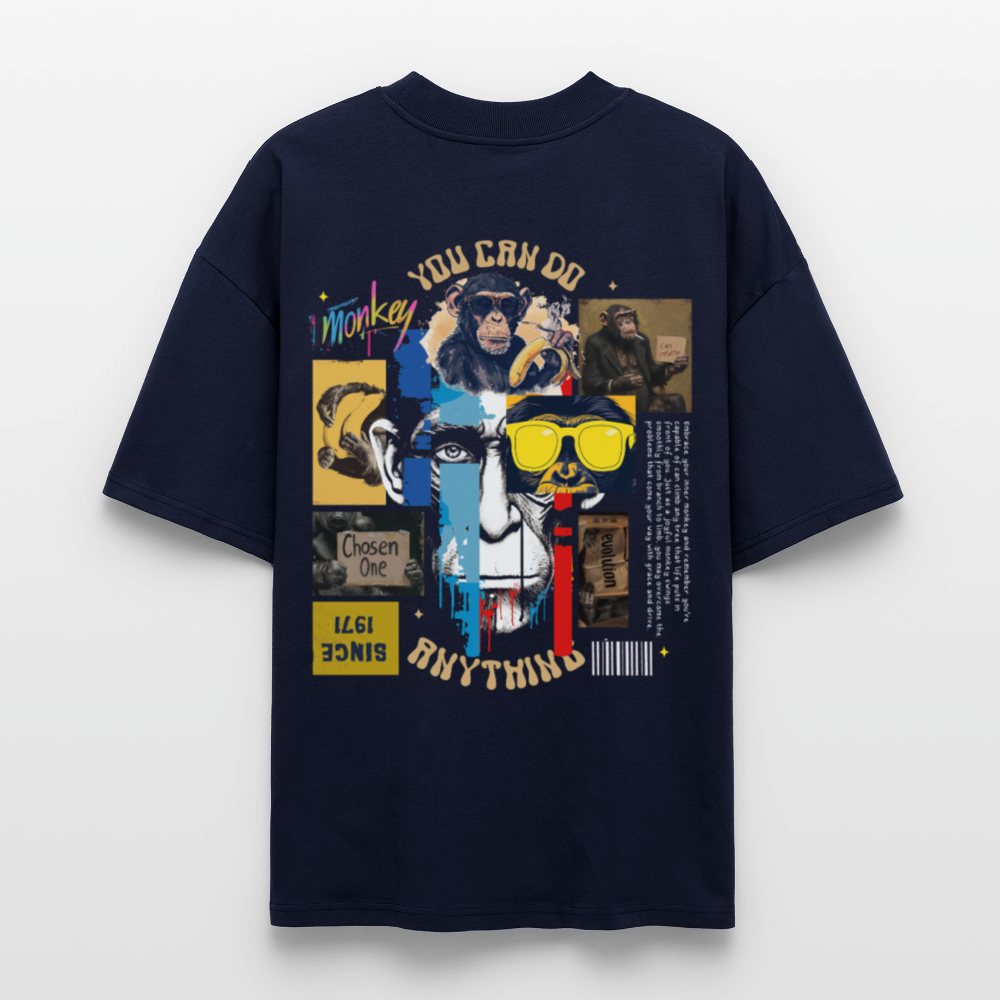 Xurjin, Affe, 1st | Blaster, Oversize Bio T-Shirt, Unisex - Navy