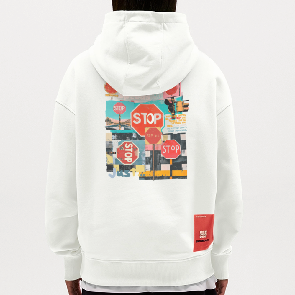 Solvarion, Stopp, 1st | Heavyweight Oversized Bio Hoodie, Unisex - OFF WHITE