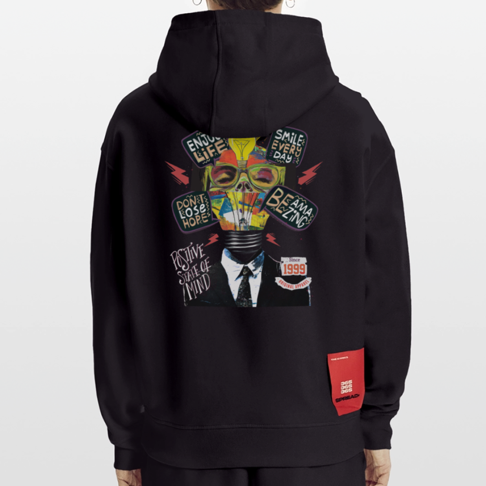 Dandan, Glühbirne, 1st | Heavyweight Oversized Bio Hoodie, Unisex - SOLID BLACK