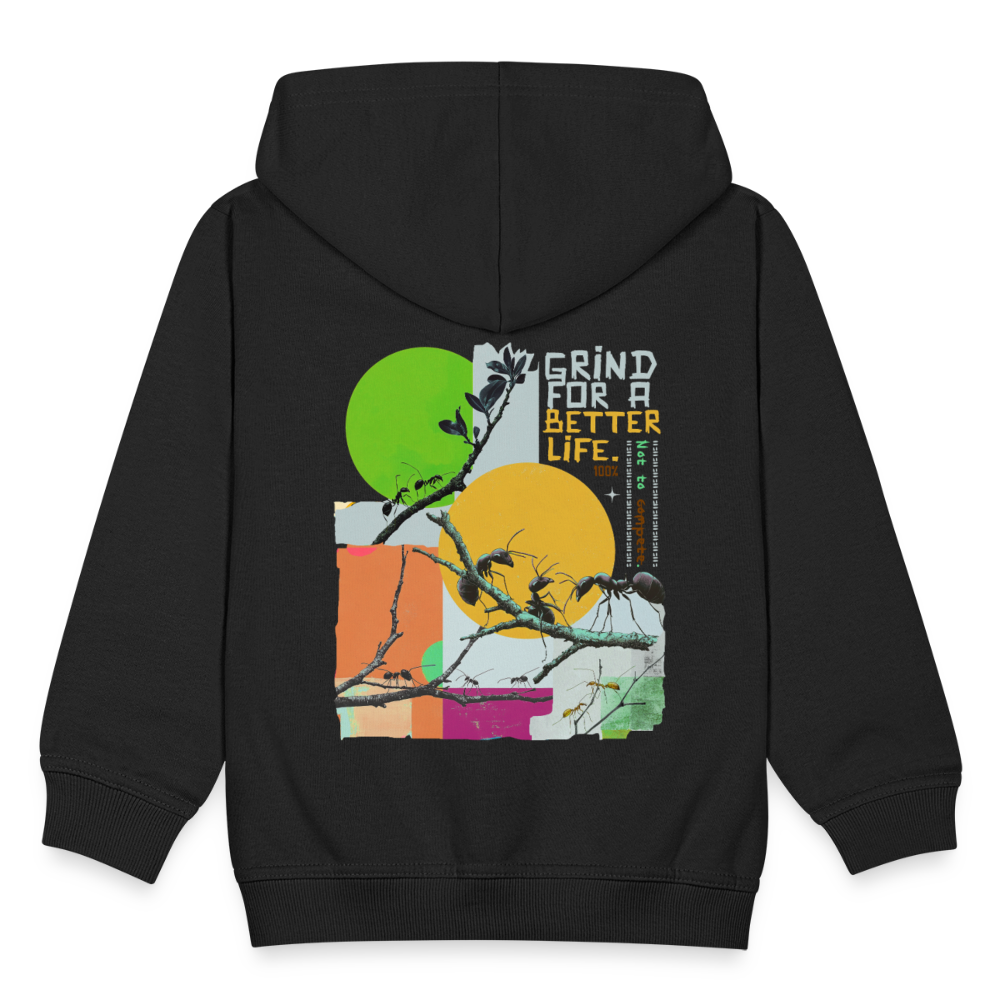 Draganis, Ameisen, 1st | Kinder Zip Hoodie - Schwarz