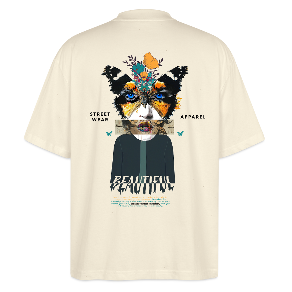 Siriothis, Schmetterling, 1st | Blaster, Oversize Bio T-Shirt, Unisex - Weißgrau