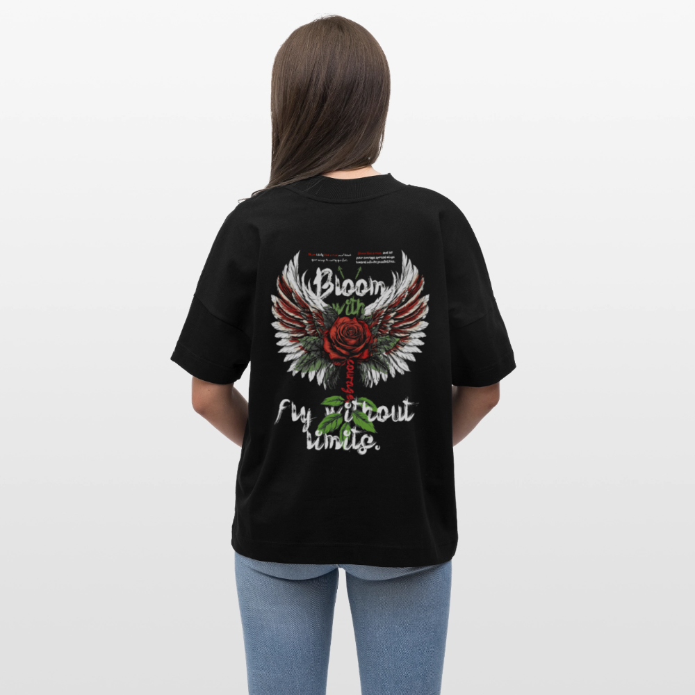 Amaterasu , Engelsflügel, 1st | Blaster, Oversize Bio T-Shirt, Unisex - Schwarz