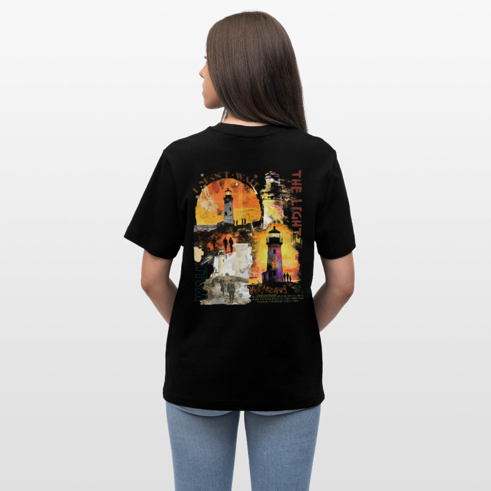Morian, Leuchtturm, 1st | Essential, Relaxed Fit Unisex Bio T-Shirt - Schwarz