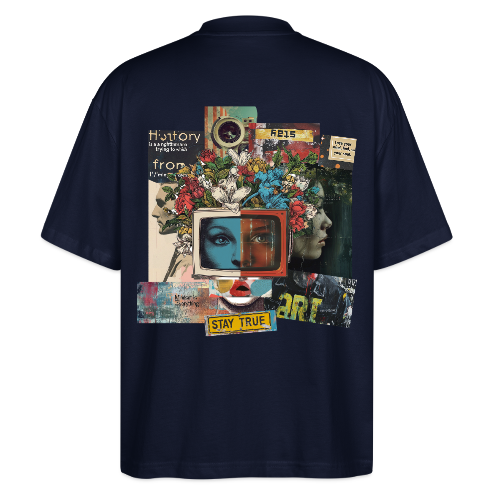 Baranê, Fernseher, 1st | Blaster, Oversize Bio T-Shirt, Unisex - Navy