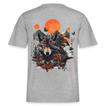 Vaermundis, Wolf, 1st | Essential, Relaxed Fit Unisex Bio T-Shirt - Grau meliert