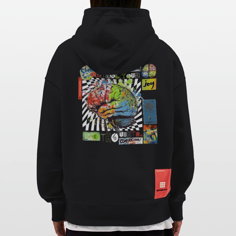 Apollon, Gehirn, 1st | Heavyweight Oversized Bio Hoodie, Unisex - SOLID BLACK