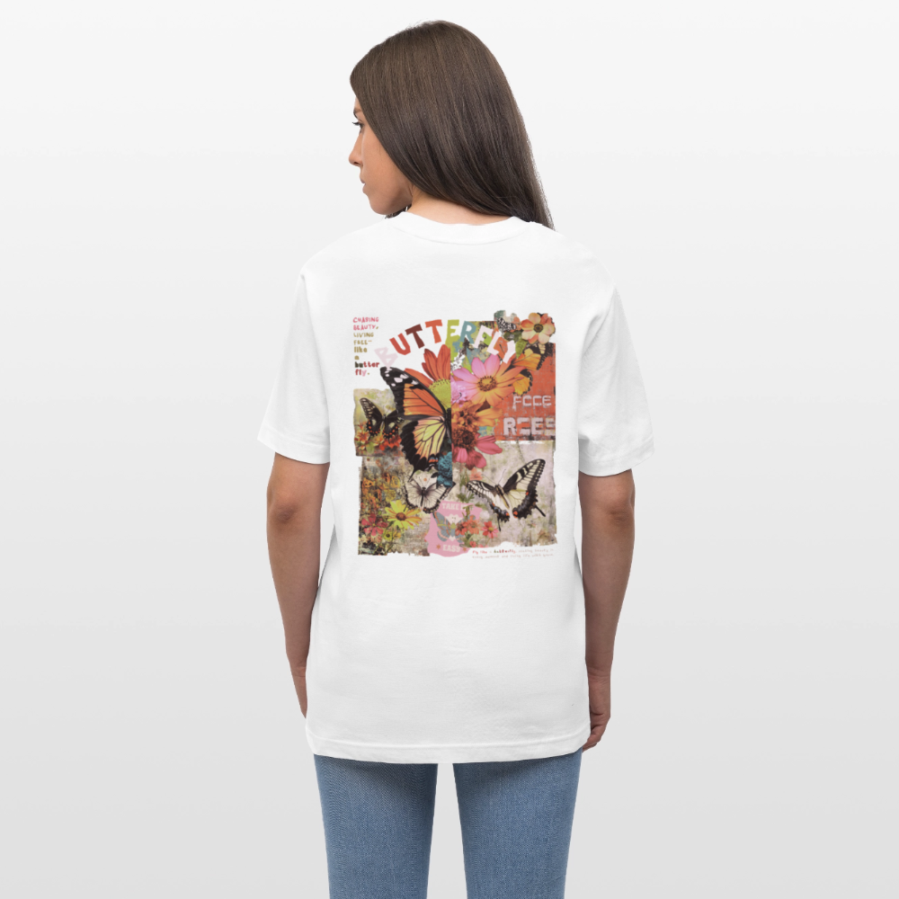 Azaroth, Schmetterling, 1st | Essential, Relaxed Fit Unisex Bio T-Shirt - Weiß