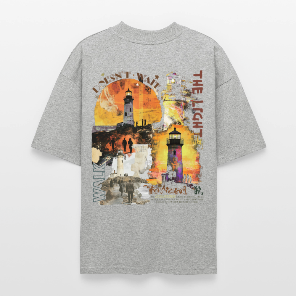 Morian, Leuchtturm, 1st | Blaster, Oversize Bio T-Shirt, Unisex - Grau meliert