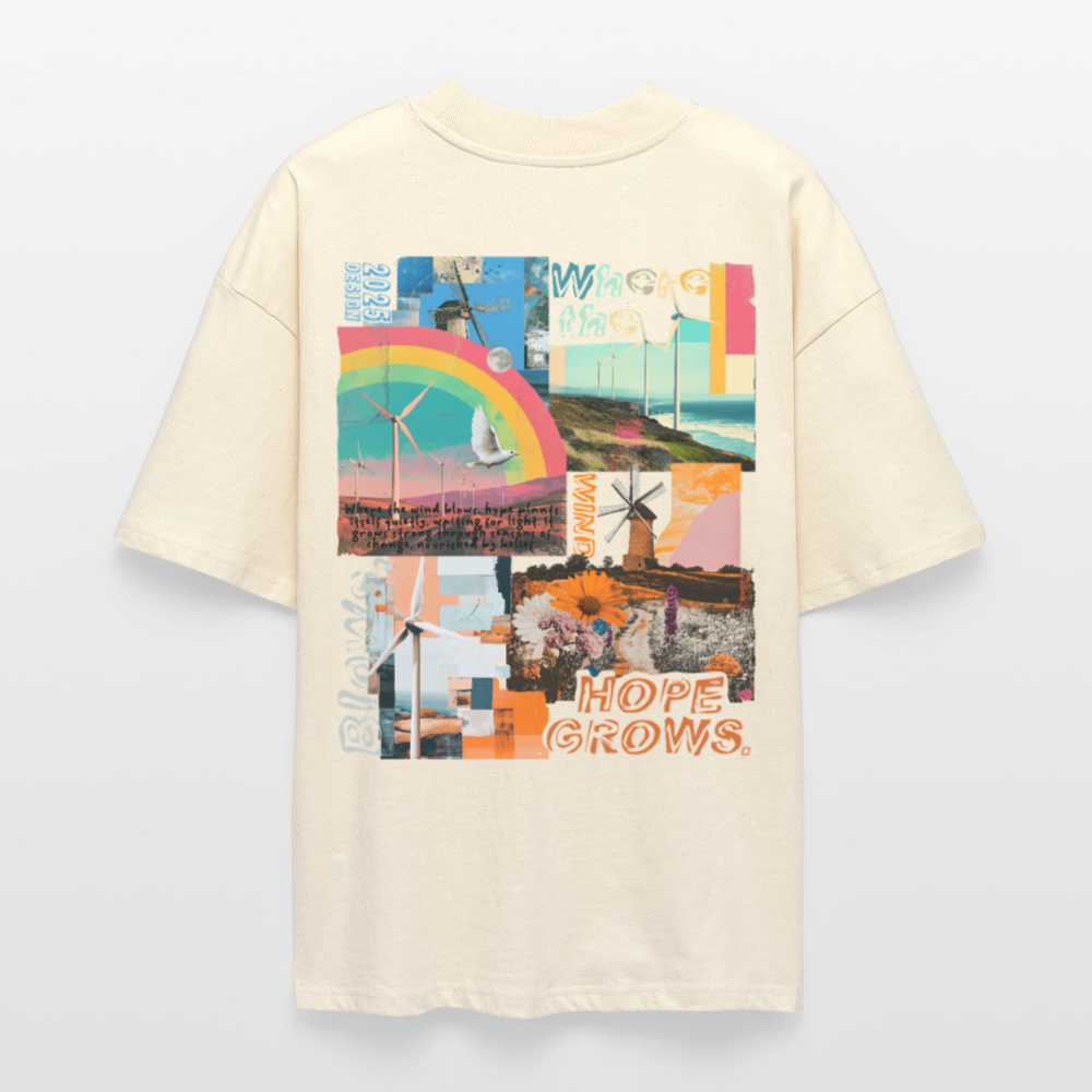 Nyxaris2, Windmühle, 1st | Blaster, Oversize Bio T-Shirt, Unisex - Weißgrau