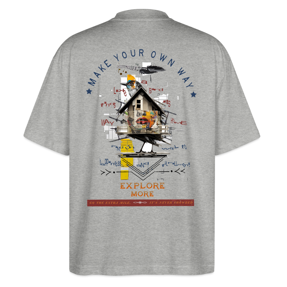 Durnamar, Vogel, 1st | Blaster, Oversize Bio T-Shirt, Unisex - Grau meliert