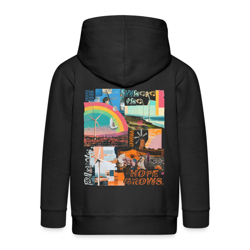 Nyxaris, Windmühle, 1st | Kinder Zip Hoodie - Schwarz