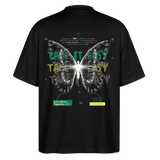 Hesinkar, Schmetterling, 1st | Blaster, Oversize Bio T-Shirt, Unisex - Schwarz