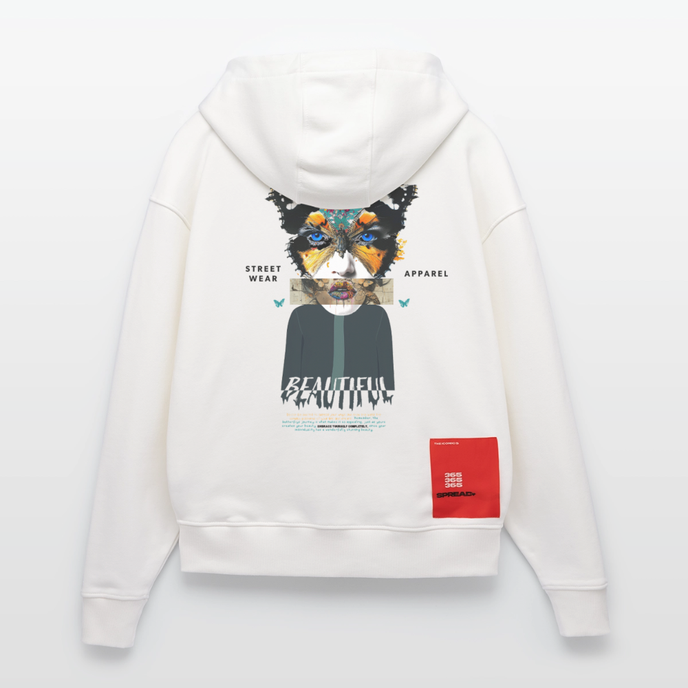 Siriothis, Schmetterling, 1st | Heavyweight Oversized Bio Zip Hoodie, Unisex - OFF WHITE