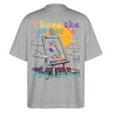 Noctharius, Malen, 1st | Blaster, Oversize Bio T-Shirt, Unisex - Grau meliert
