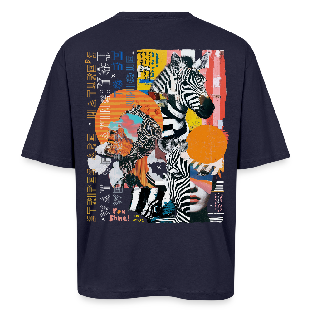 Aresia, Zebra, 1st | Breezy, Oversized Unisex T-Shirt - Navy