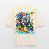 Calveron, Skelet, 1st | Blaster, Oversize Bio T-Shirt, Unisex - Weißgrau