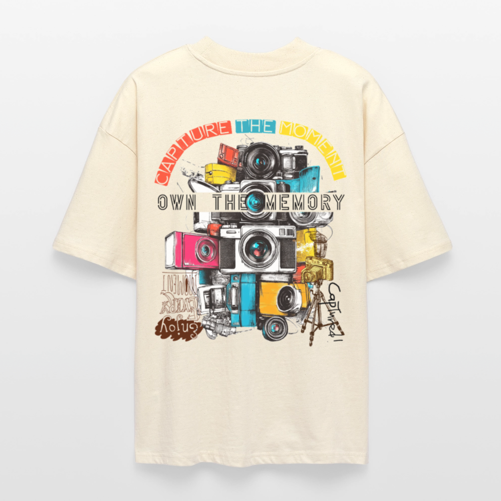 Zarethor, Kamera, 1st | Blaster, Oversize Bio T-Shirt, Unisex - Weißgrau