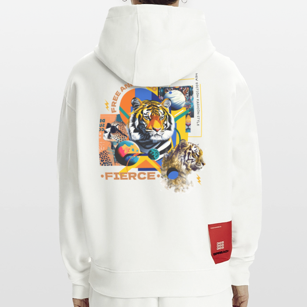 Kepleris, Tiger, 1st | Heavyweight Oversized Bio Hoodie, Unisex - OFF WHITE