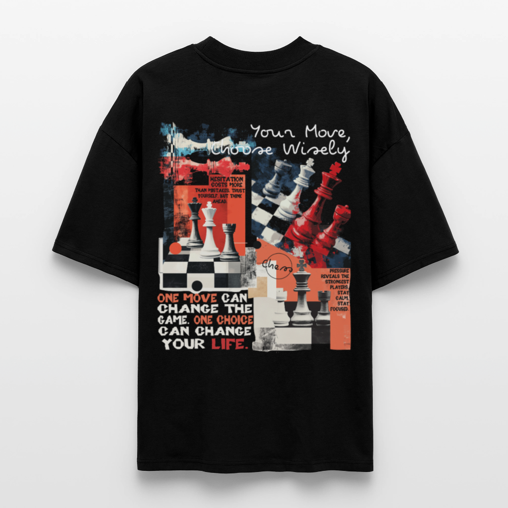 Heraa, Schach, 1st | Blaster, Oversize Bio T-Shirt, Unisex - Schwarz