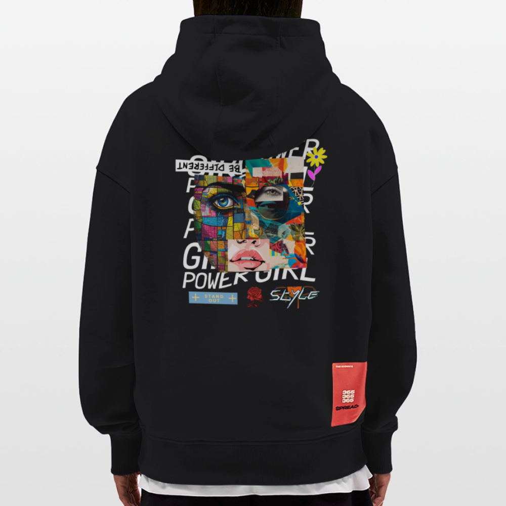 Xizir, Gesicht, 1st | Heavyweight Oversized Bio Hoodie, Unisex - SOLID BLACK