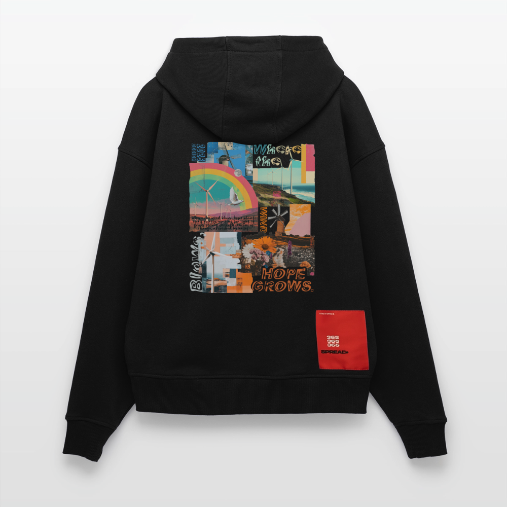 Nyxaris, Windmühle, 1st | Heavyweight Oversized Bio Hoodie, Unisex - SOLID BLACK