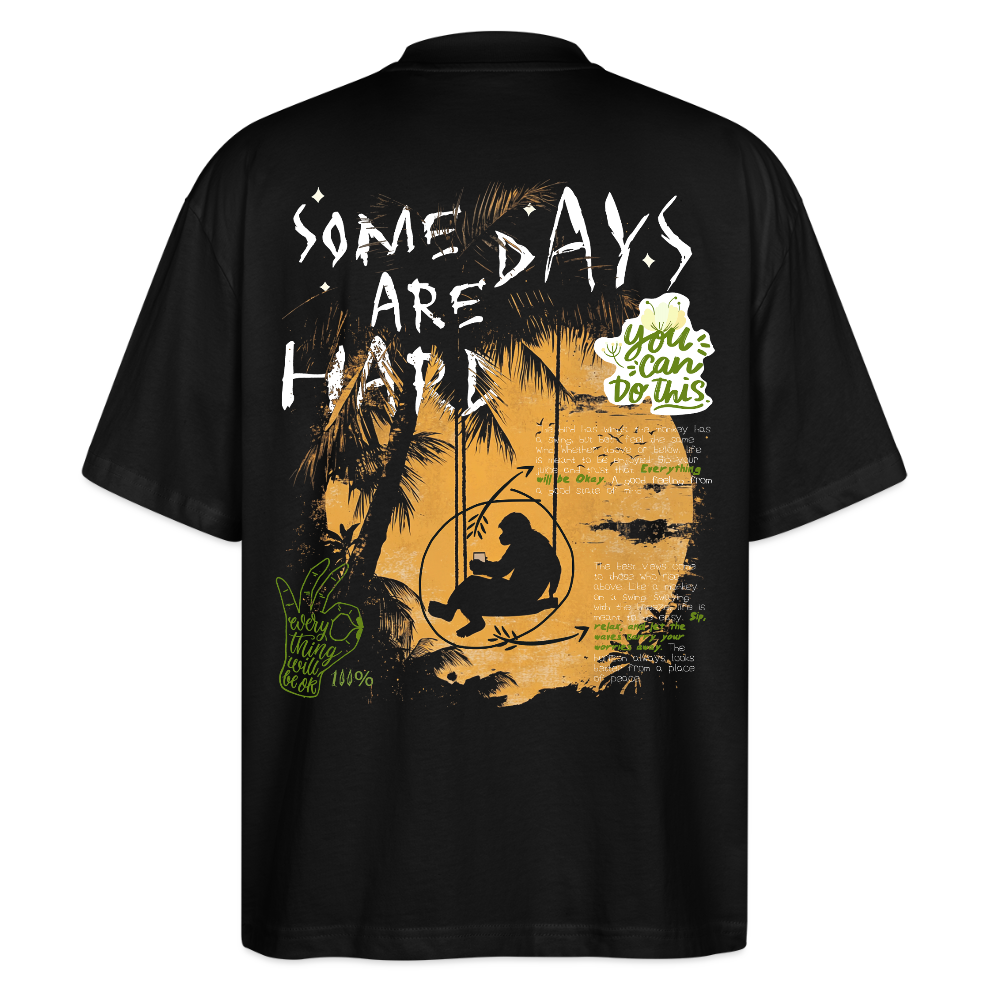 Amphionan, Palmen, 1st | Blaster, Oversize Bio T-Shirt, Unisex - Schwarz