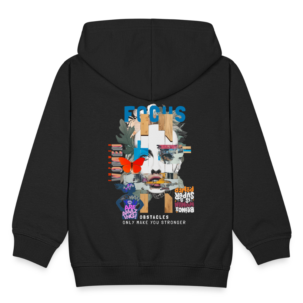 Nerthus, Gesicht, 1st | Kinder Zip Hoodie - Schwarz